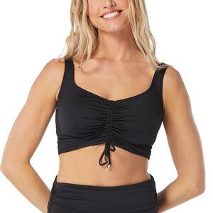 Coco Reef Elevate Bra Sized Shirred Front Underwire Bikini Top Modest Black